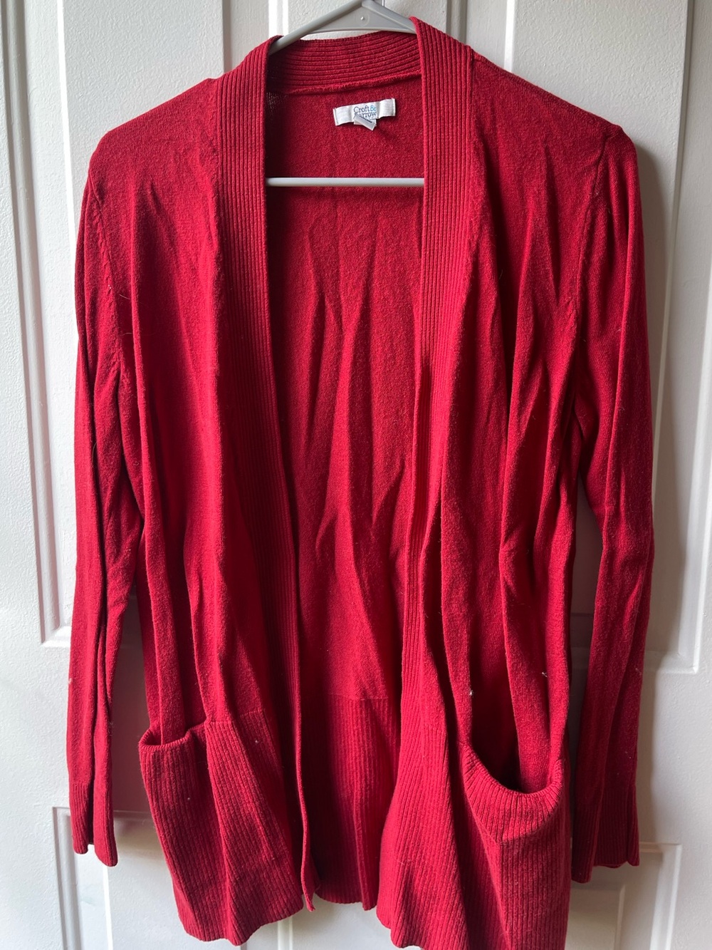 croft & barrow Red Open-Front Pocket Cardigan